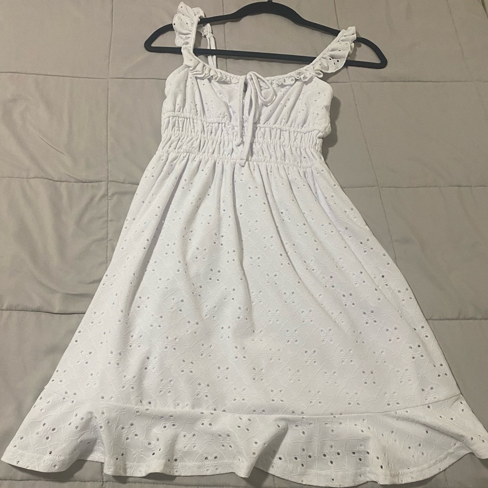 White Short Sleeved Mini Dress